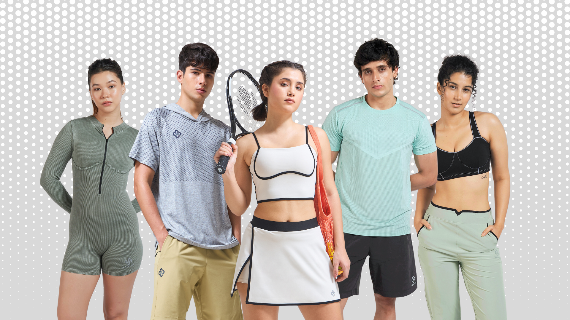Infinito luxury activewear FAQ banner showing premium gym wear, delivery support, and customer service overview