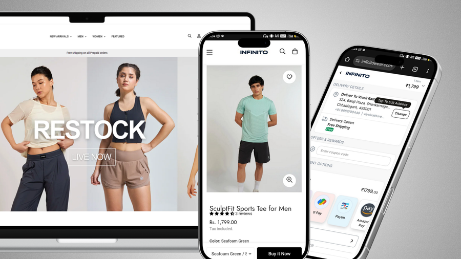 fast delivery luxury fitness apparel India Infinito premium activewear gym wear