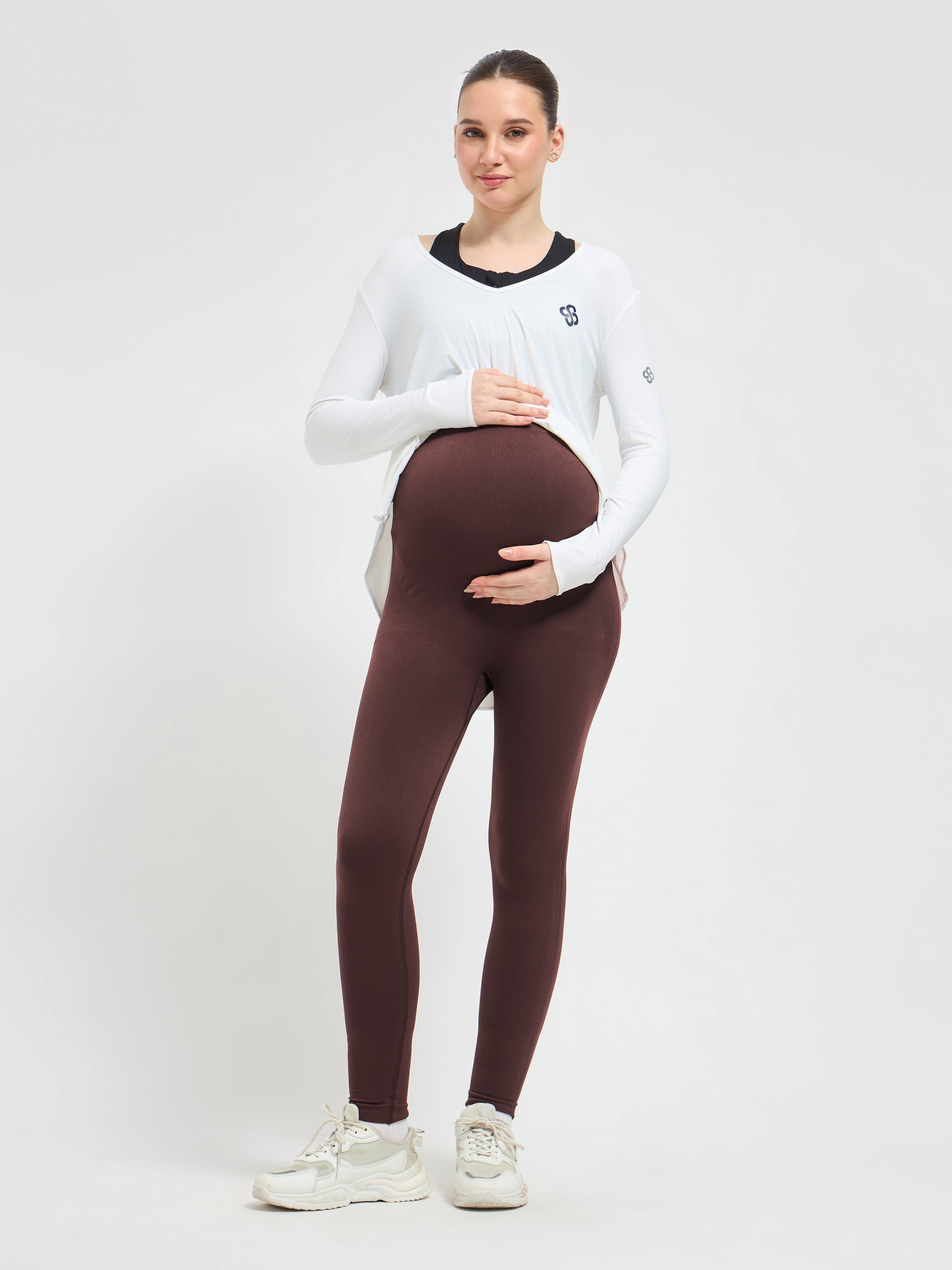 Seamless Over-Bump Maternity Leggings – Luxury Activewear for Women