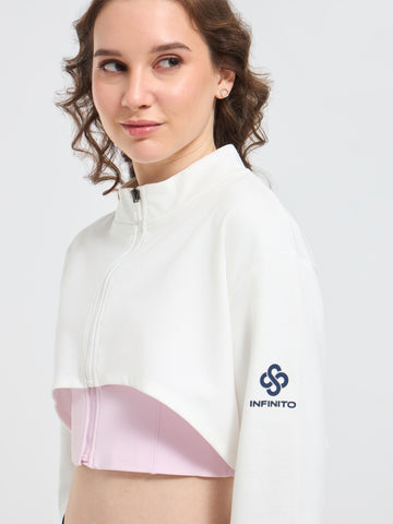 Women’s Cropped Zip-Up Jacket – Soft Stretch Activewear for Gym & Athleisure