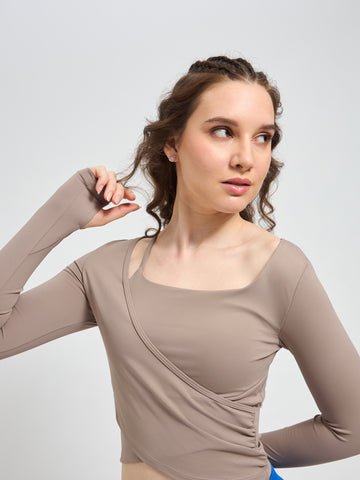 Luxury Naked-Feel Cropped Wrap Top for Women | Breathable Yoga & Athleisure Wear