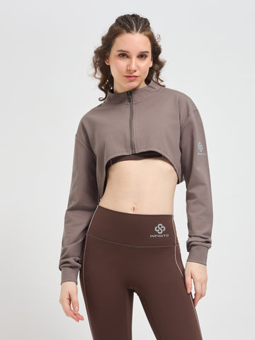 Women’s Cropped Zip-Up Jacket – Soft Stretch Activewear for Gym & Athleisure