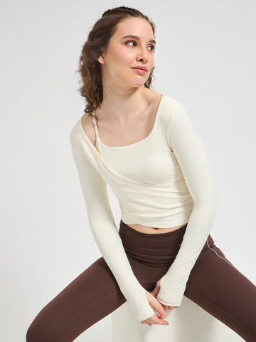 Luxury Naked-Feel Cropped Wrap Top for Women | Breathable Yoga & Athleisure Wear