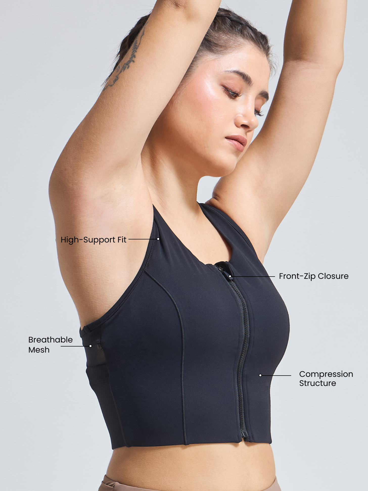 Luxury Gym Wear – ZipIt Mesh Bra for Women