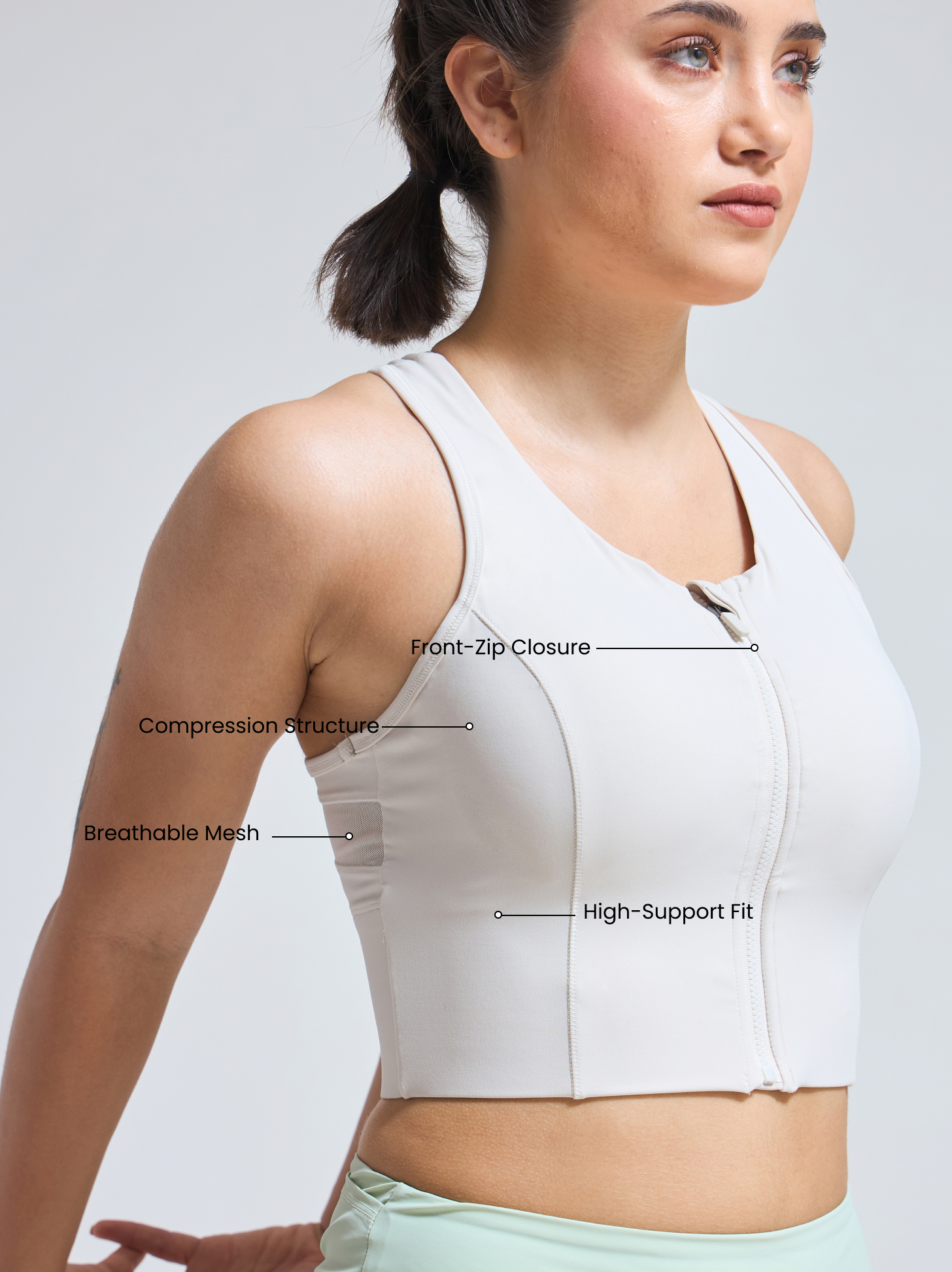 Luxury Gym Wear – ZipIt Mesh Bra for Women