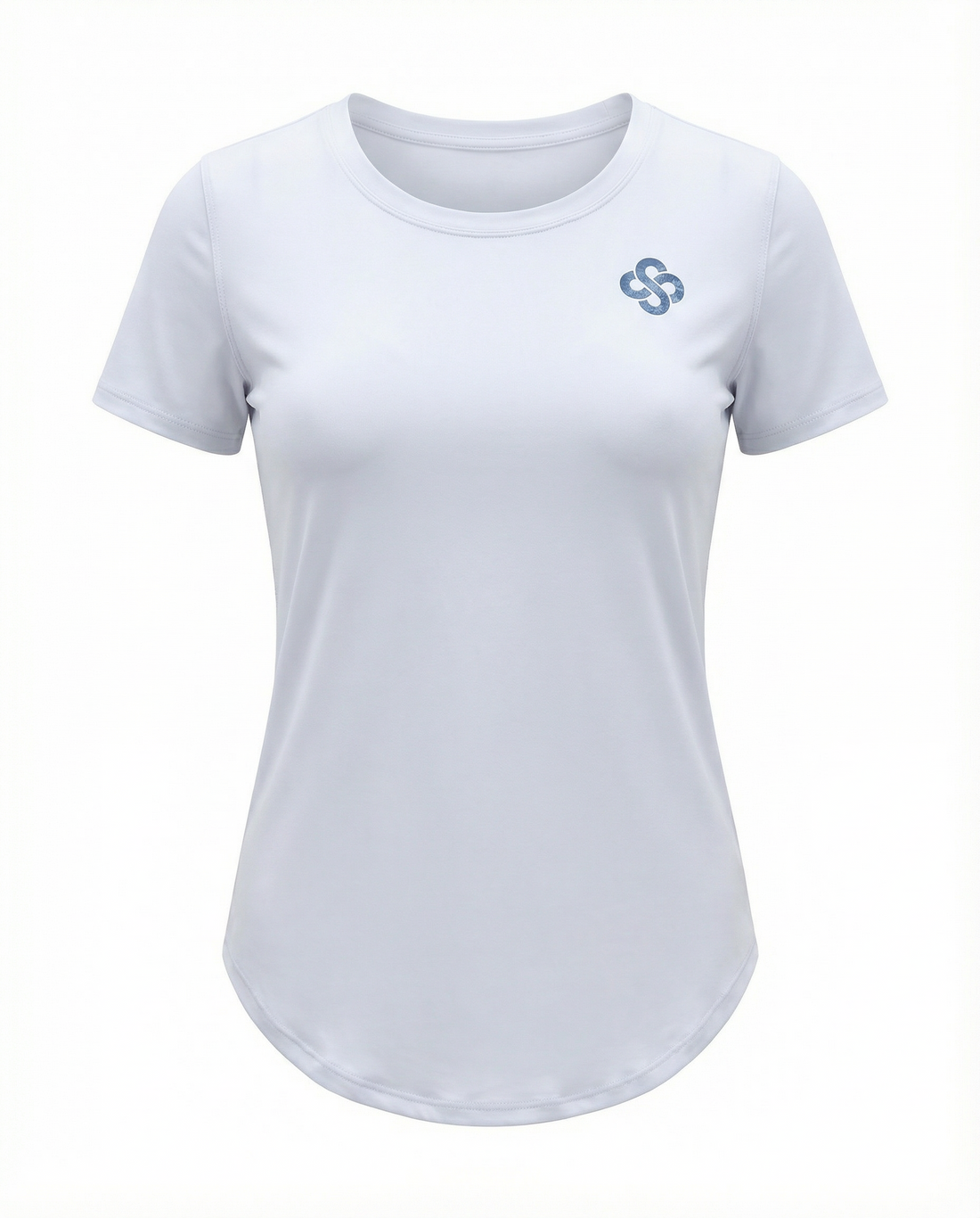 Woman wearing Infinito’s SleekTee, a lightweight, sweat-wicking workout top designed for flexibility, breathability, and all-day active comfort
